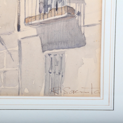 379 - Continental buildings, early 20th century watercolour, indistinctly signed, 46cm x 32cm, framed