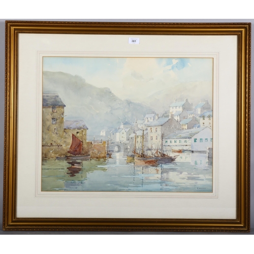 381 - Frank Kelsey (active 1887 - 1923), Polperro, watercolour, 47cm x 60cm, framed