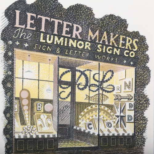 387 - Eric Ravilious (1903-1942), lithograph in colours on paper, Letter Maker, 16cm x 14cm, mounted, glaz... 