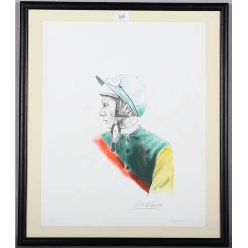 389 - Bryan Organ (1935), signed limited edition lithograph on paper, Lester Piggott (1974), signed by Org... 