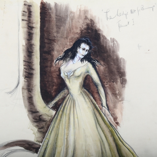 405 - Jay Hutchinson-Scott (1924-1977), watercolour on paper, Costume Design for The Lady’s Not for Burnin... 