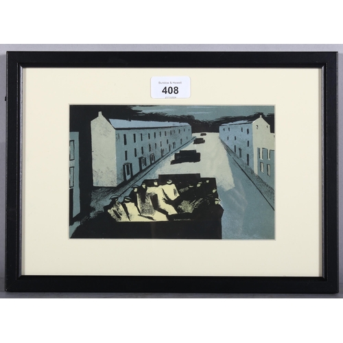 408 - William Scott (1913-1989), original lithograph in colours on paper, Night Advance, 13cm x 20cm, moun... 