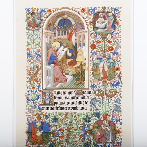 410 - The Master of the Bedford Book of Hours, chromolithograph in gold and colours on paper, St Mark writ... 