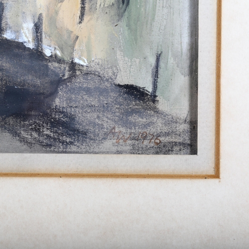 423 - Abstract composition, mid-20th century watercolour, unsigned, 30cm x 46cm, framed