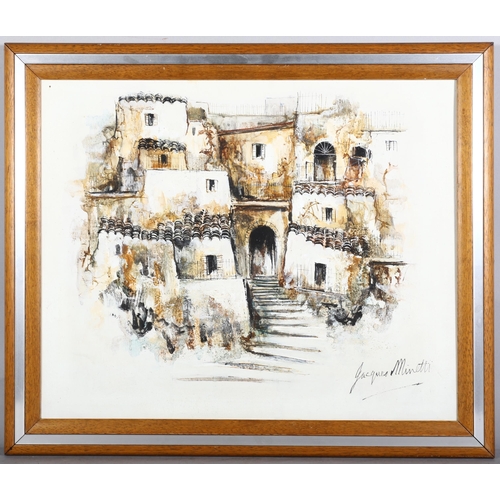 424 - Jacques Minetti, Continental buildings, oil on canvas, 50cm x 60cm, framed