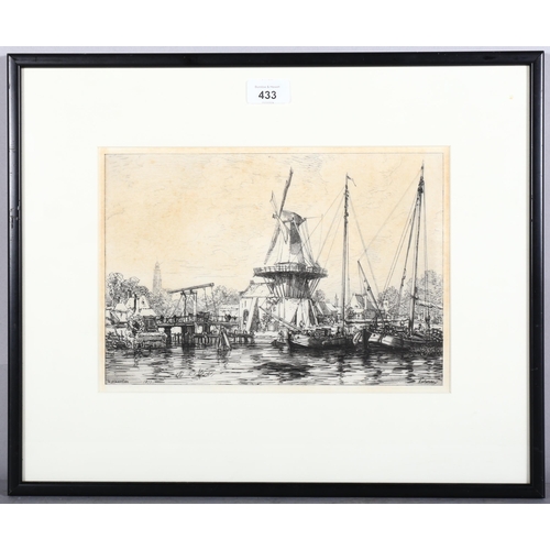 433 - Maxime Lalanne (1827 - 1886), Harlom 1877, etching, plate 20.5cm x 30cm, framed