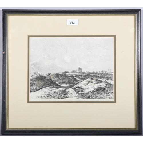 434 - John Crome (1768 - 1821), Mousehold Heath Norwich, etching, circa 1810, plate 20.5cm x 28cm, framed