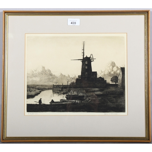 439 - Alfred Blundell (1883 - 1968), A Norfolk Mill, etching, signed in pencil, plate 24cm x 30cm, framed