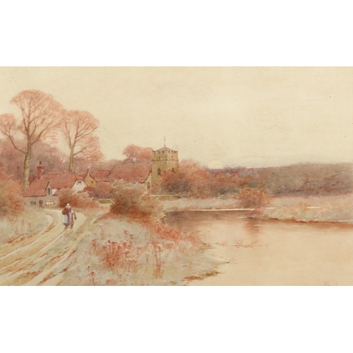 440 - H English, rural village scene, watercolour, circa 1900, 29cm x 44cm, framed