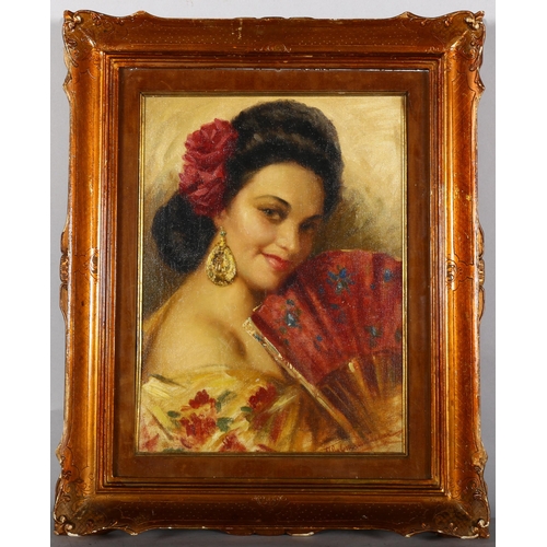 445 - Ilio Giannaccini (1897 - 1968), Italian beauty, oil on canvas, 40cm x 30cm, framed