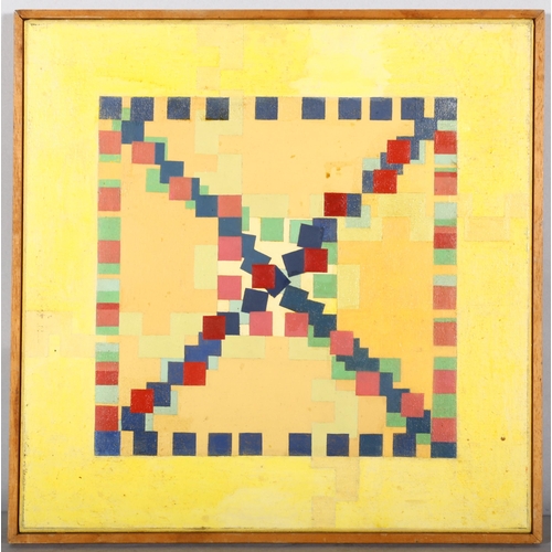 450 - Roger Barnard, abstract composition, oil on canvas, 35cm x 35cm, framed