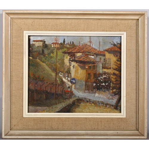 452 - 20th century British School, corner of Florence, oil on board, indistinct signature verso, 24cm x 30... 