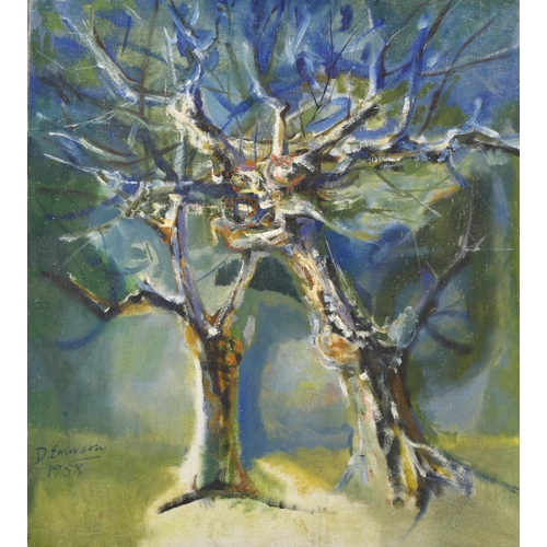 456 - David Emerson, tree study, oil on canvas, 1958, 77cm x 68cm, unframed