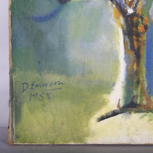 456 - David Emerson, tree study, oil on canvas, 1958, 77cm x 68cm, unframed