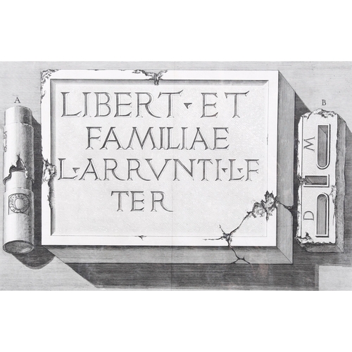 475 - Piranesi, stone tablet, engraving, plate 37cm x 50cm, mounted