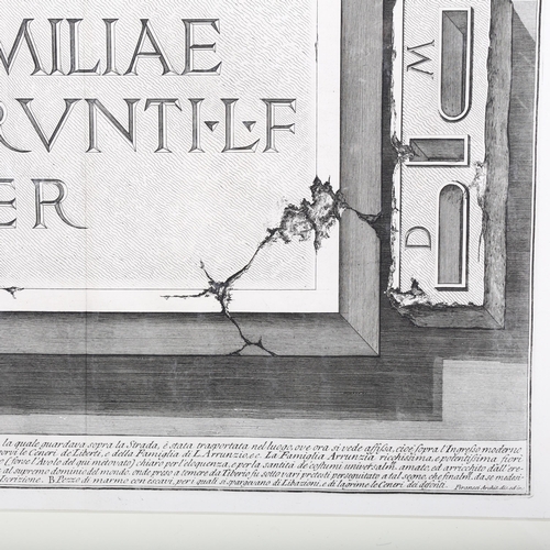 475 - Piranesi, stone tablet, engraving, plate 37cm x 50cm, mounted