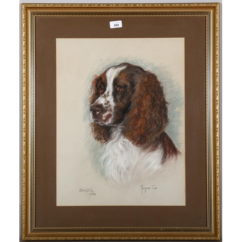 480 - Marjorie Cox, portrait of a Spaniel, Basil, 1984, crayon/pastel on paper, 53cm x 40cm, framed