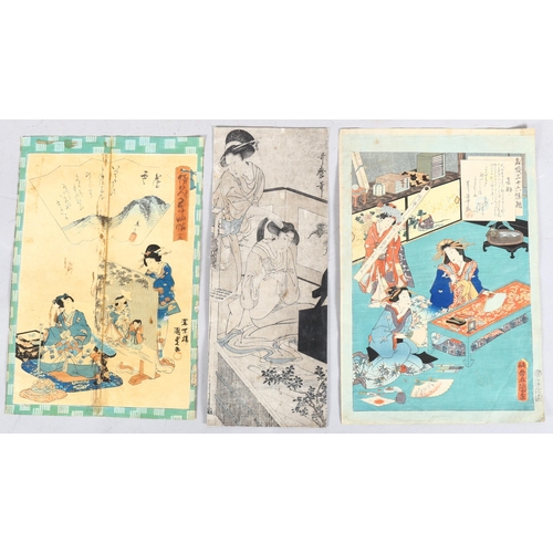 483 - 3 x 19th century Japanese woodblock prints