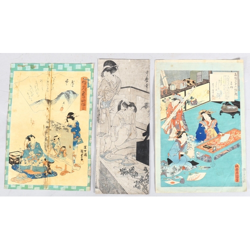 483 - 3 x 19th century Japanese woodblock prints