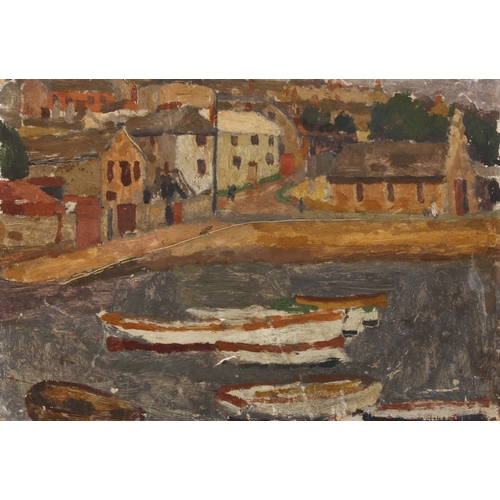 459 - A view of Mousehole Harbour, Cornish School oil on board, circa 1930s, unsigned, 25cm x 35cm, unfram... 