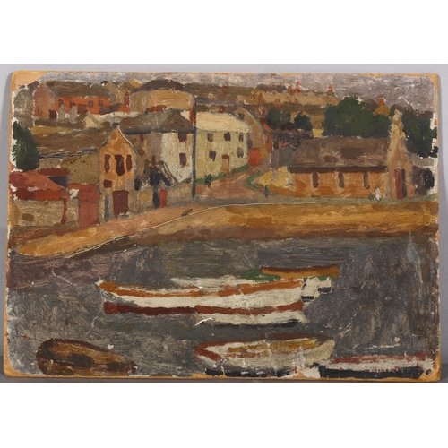 459 - A view of Mousehole Harbour, Cornish School oil on board, circa 1930s, unsigned, 25cm x 35cm, unfram... 