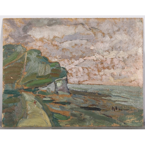 462 - Attributed to Henri Manguin, coastal scene, indistinctly signed with inscriptions verso, 27cm x 35cm... 