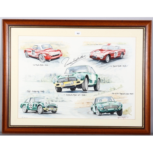 465 - Andy Danks, 5 x 1960s rally/racing cars, original watercolour dated 1990, with original autograph of... 