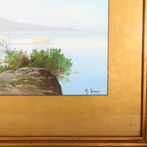 470 - Maria Gianni (1873 - 1956), view across The Bay of Naples, gouache, 19cm x 41cm, framed