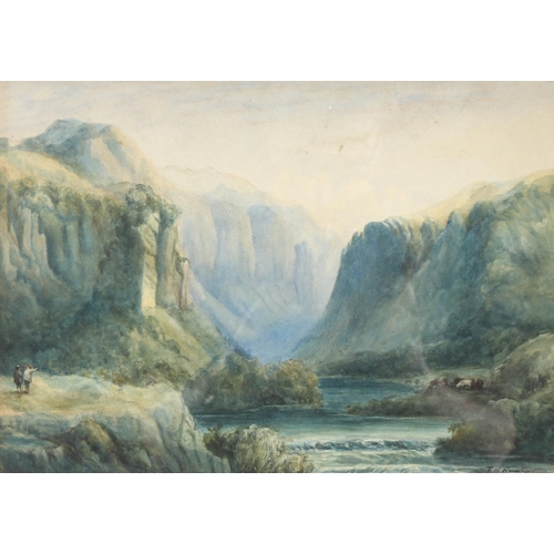 472 - Frederick Henry Henshaw (1807 - 1891), extensive valley, watercolour, 1831, 21cm x 30cm