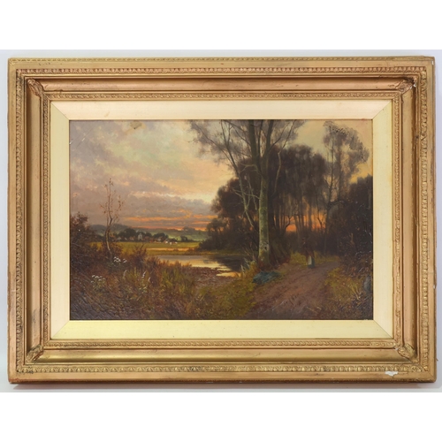 474 - Frank Hider (1861 - 1933), sunset landscape, oil on canvas, 1892, 51cm x 76cm, original frame