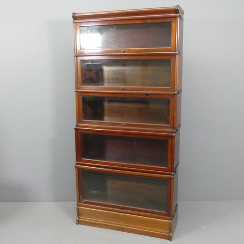 2120 - An early 20th century mahogany Globe-Wernicke style five shelf sectional stacking bookcase in seven ... 