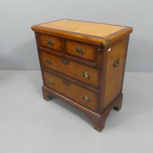 2121 - A 19th century mahogany, cross-banded and burr walnut veneered bachelor's chest of 2 short and 2 lon... 