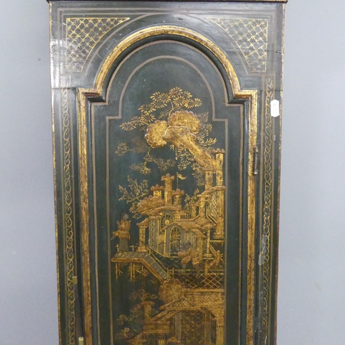 2178 - A George III Chinoiserie decorated mahogany cased 8-day longcase clock, with later 12