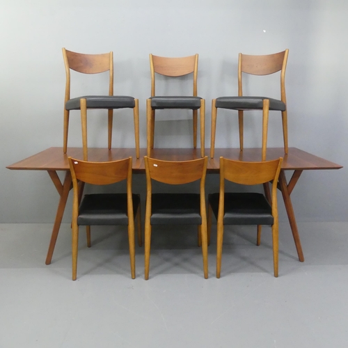 WEST ELM for John Lewis A Mid-Century design 4-6 Seater Extendable Dining Table in 'Acorn', with 6 matching chairs. L183cm, extends to 234cm, H77cm, D97cm. Current RRP table only: £1079.