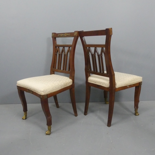 2045 - A pair of Spanish mahogany and brass mounted Esteilo Imperio or Empire chairs, by J Suarez of Madrid... 