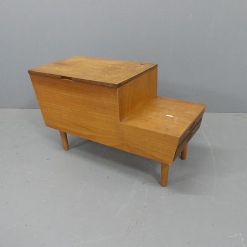 2218 - VANSON - A mid-century teak sewing box, with maker's label. Width 75cm, height 43cm, depth 33cm.... 