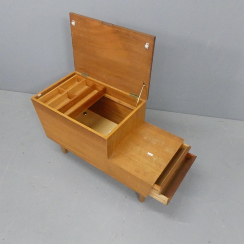 2218 - VANSON - A mid-century teak sewing box, with maker's label. Width 75cm, height 43cm, depth 33cm.... 