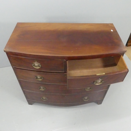 2221 - A Regency mahogany bow fronted chest of 2 short and 3 long drawers. W106cm, H101cm, D53cm.