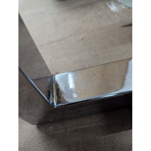 2073 - TIM BATES - A mid-century Pieff Mandarin coffee table, the thick glass top on chrome frame. Width 74... 