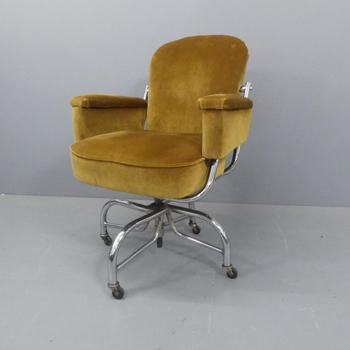 2056 - A mid-century tanker office chair with tubular steel base.