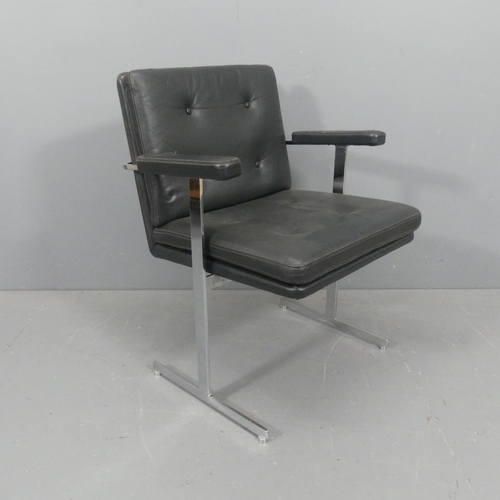 2081 - ROBIN DAY - A mid-century Hille Delphi leather and chrome armchair or desk chair on T shaped legs, w... 