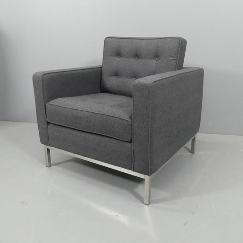 2089 - A Florence Knoll mid-century style lounge chair with wool upholstery.