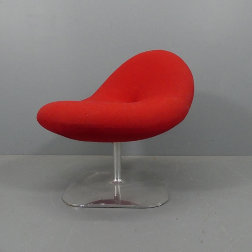 2090 - ARTIFORT - A contemporary Conco lounge chair by Michel Van Der Kley in red upholstery on chrome base... 