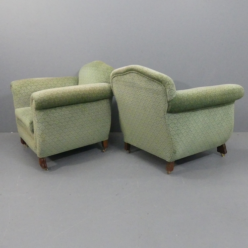 2238 - A pair of 1920s French Lyre front lounge chairs with later Art Deco upholstery.