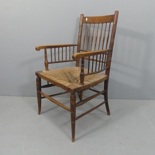 2240 - A 19th century oak Arts & Crafts oak Sussex chair, in the manner of William Birch for Liberty & Co..... 