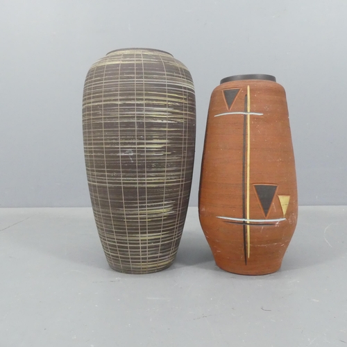 2253 - Two West German pottery vases, one marked Handarbeit. Tallest 46cm.