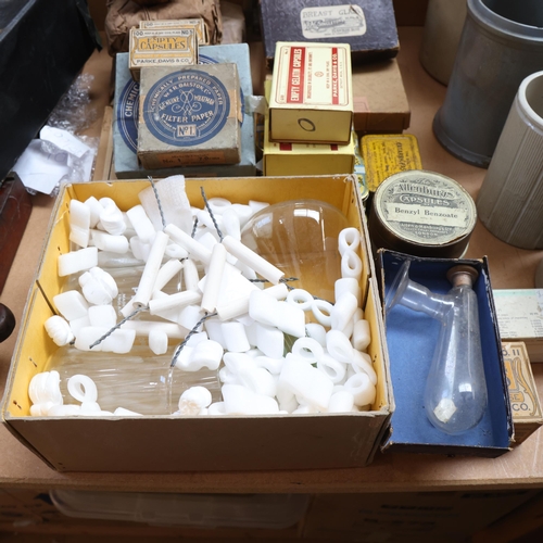 408 - A selection of antique and vintage chemist and doctors accessories and utensils, including a boxed O... 