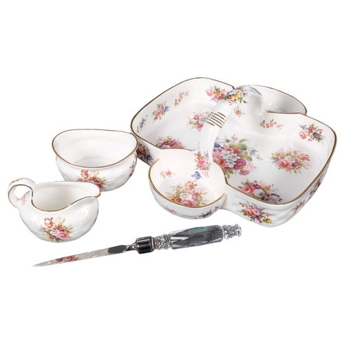 421 - A Hammersley China strawberry set, with floral decoration, and a letter opener