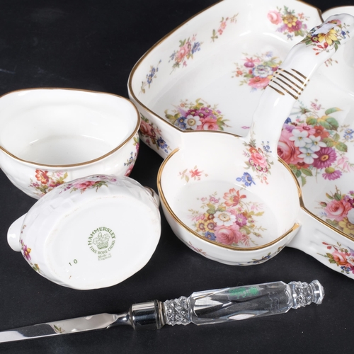 421 - A Hammersley China strawberry set, with floral decoration, and a letter opener