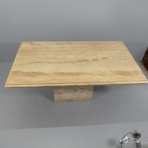 2252 - A modern rectangular marble-topped dining table on single pedestal base. Length 170cm, height 74cm, ... 